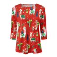 thumbnail image 4 of Pntutb - Camiseta holgada con estampado de moda para mujer, blusa de manga 3/4, cuello redondo, tops casuales Pntutb Pntutb-1855, 4 of 4