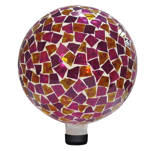 10" Mosaic Gazing Ball Pink/Yellow