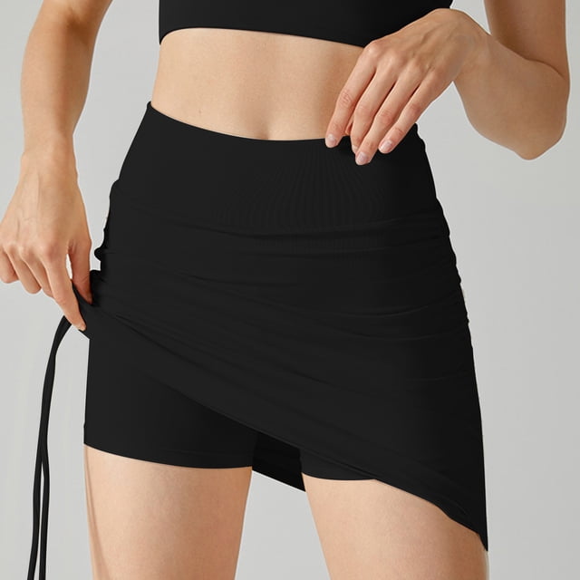 Haivin Women's Athletic Skort, Summer Solid Color with Drawstring, Adjustable Length, High Waist for Sports and Daily Wear