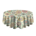 thumbnail image 5 of Round Waterproof Tablecloth 60×60 Inch, Boho Style Reusable Indoor/Outdoor Durable Table Cover for Party Kitchen Dinner Room Decor, 5 of 6