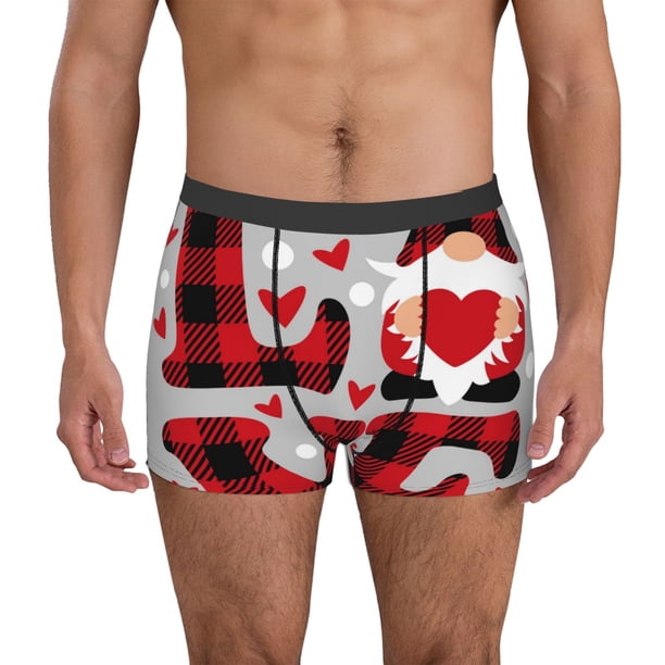Fotbe Buffalo Plaid Love And Gnome Calzoncillos Tipo Boxer con Bolsa de Soporte Total para Hombre, X-Temp Fresco, Transpirable y de Secado Rápido-Medium