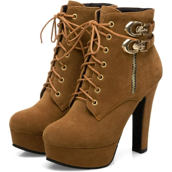 Women's Platform Wedge Ankle Boots | Chunky Heel Lace-Up Winter Boots