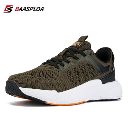 

Baasploa New Men s Sneaker Comfortable Knit Walking Shoes Breathable Fashion Sneaker Anti-Slip Shock-Absorbing Casual Shoes