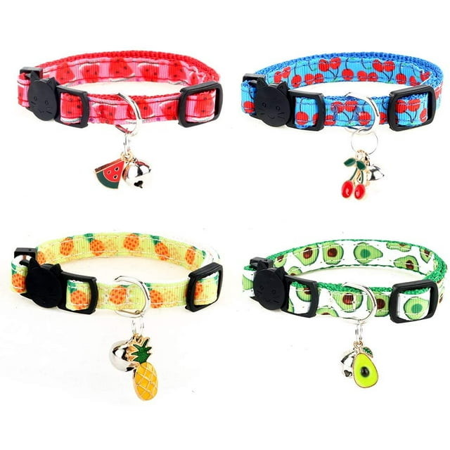 Breakaway Cat Collar with Bell, 4 Pack Safety Adjustable Cat Collars Set