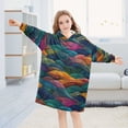 thumbnail image 5 of FORMRS Wearable Blanket Hoodie with Sleeves for Kids Cozy Flannel Sweatshirt, Colorful Waves Pattern, 5 of 7