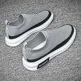 thumbnail image 2 of Men's Grey Flyknit Thick Sole Slip-On Sock Sneakers, Breathable Casual Shoes, Non-Slip Platform Loafers for Daily Wear, 2 of 6