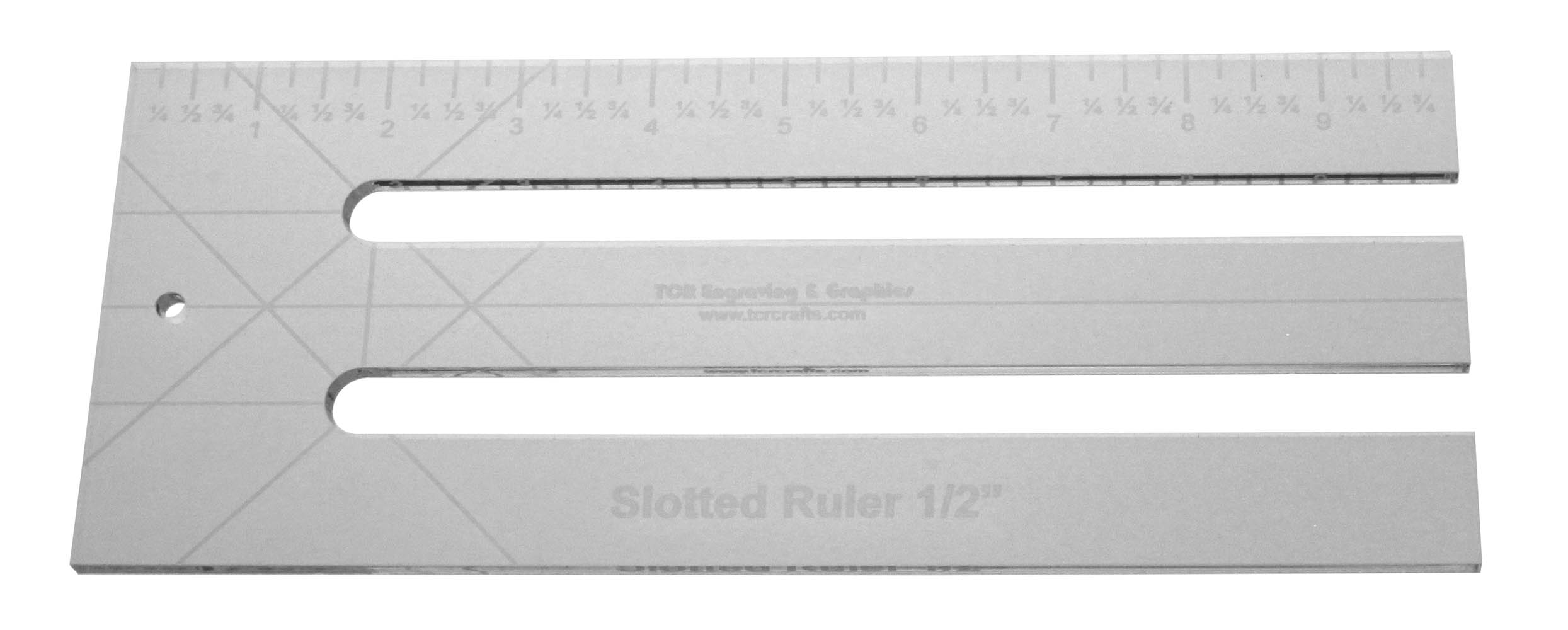 10" Slotted-Ruler - 1/2" Slots - Acrylic 1/4" thick. Quilting/Sewing