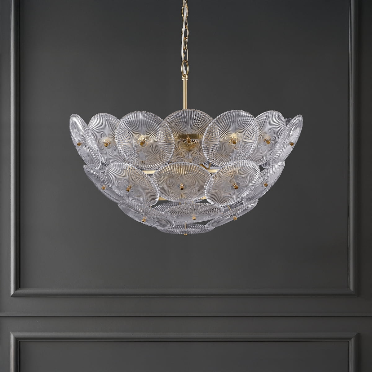 Safavieh Counture Alberta Glass and Metal Chandelier, Clear/Gold