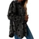 thumbnail image 1 of Abrigo a cuadros de manga larga para mujer, camisa con solapa y botones, elegante, informal, holgada y cómoda, 1 of 5