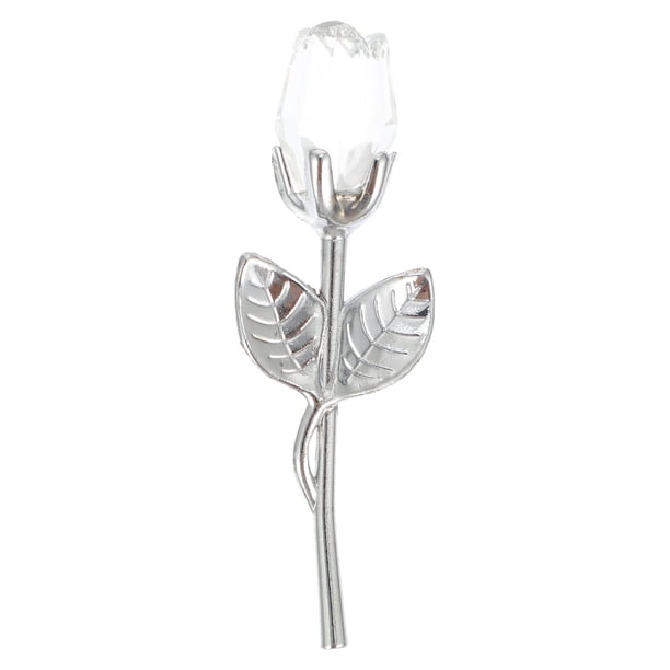 GOOHOCHY Flores de vidrio Rosa de cristal Rosas de vidrio con tallos Figuras de cristal Objetos de colección