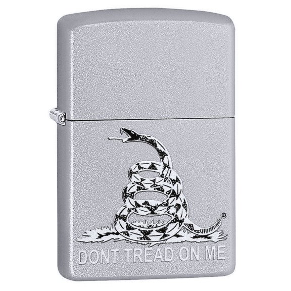Zippo Don't Tread on Me Satin Chrome Pocket Lighter