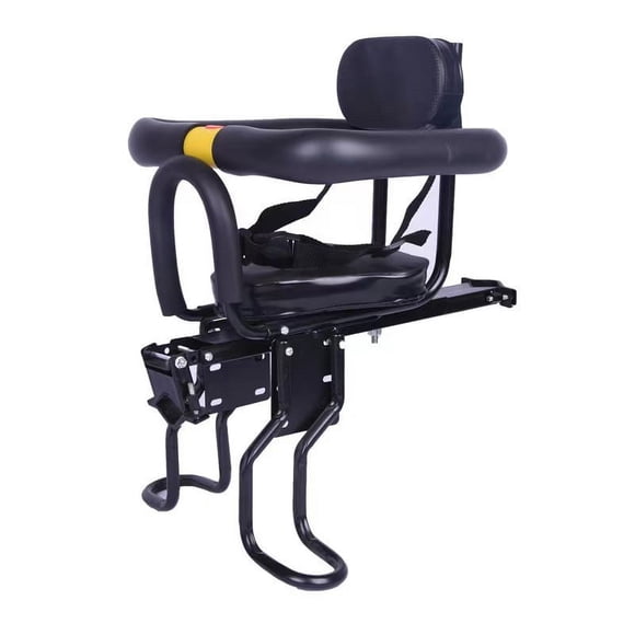 Upgraded 5th Gen Mountain Bike Front Child Seat with Quick Release, Black Soft Backrest Cushioned Seat All-Around Secure Design for Toddlers, Durable Material for Safe Off Road Rides