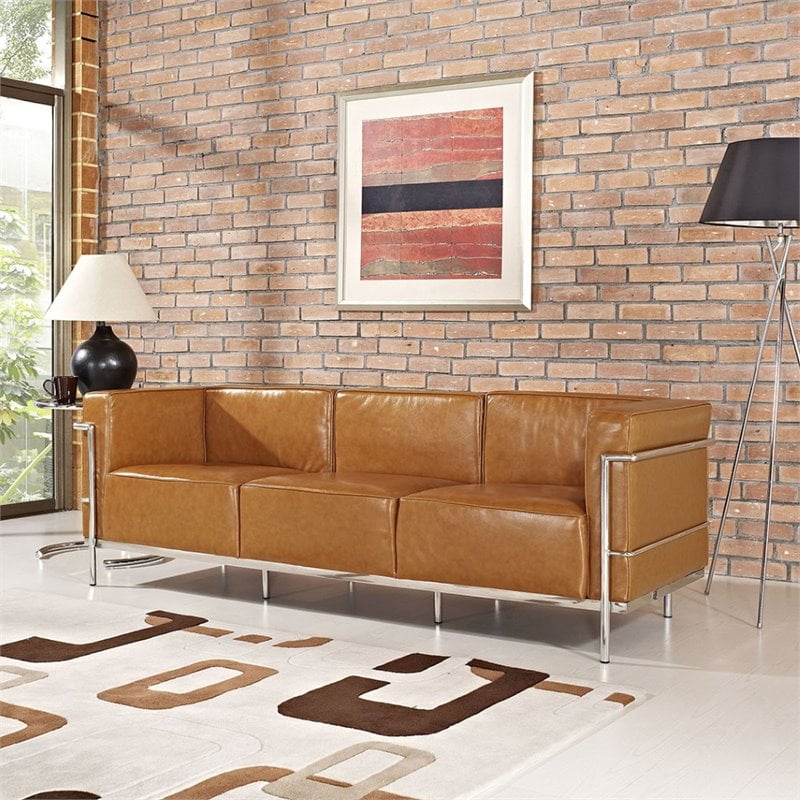 Modway LC3 Leather Sofa with Steel Frame, Multiple Colors