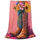 thumbnail image 2 of Fotbe Cowboy Boots With Flowers Manta de Franela Acolchonada con Estampado, Súper Suave y Esponjosa, Extra Grande para Sofá, Cama, Uso Todo el Año-60"x50", 2 of 7