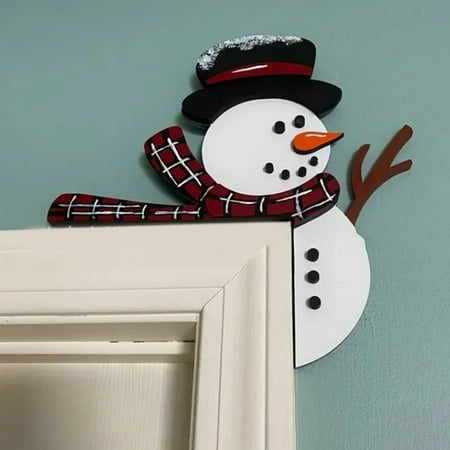 

Xubond Christmas Doll Christmas Door Frame Decoration Snowman Santa Penguin Front Corner Sign Decor Home Wooden Ornament Party Table Props Gift For Wall Window DIY Craft Home Decor Pendant