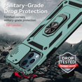thumbnail image 6 of for iPhone 12 Pro Max Case,with Camera Lens Cover HD Screen Protector,[Military Grade] Ring Car Mount Kickstand Hybrid Hard PC Soft TPU Shockproof Protective Case for iPhone 12 Pro Max-Green, 6 of 11