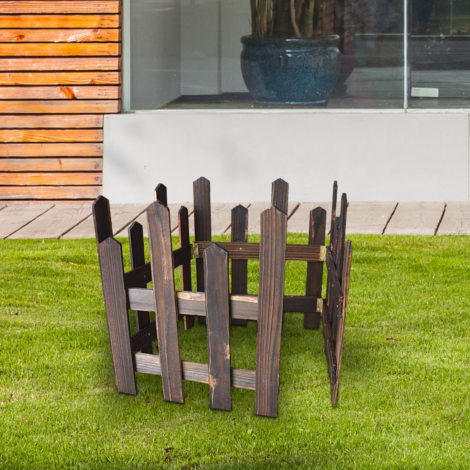 Colaxi Landscape Edging Border Fence Wood Fence DIY Gardening Wooden Garden Fence,Picket Fence for Edgings Flowerbeds, Plant Borders Brown Height 35cm