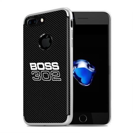 iPhone 7 Plus Case, Ford Mustang Boss 302 PC+TPU Shockproof Black Carbon Fiber Textures Cell Phone Case
