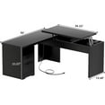 thumbnail image 7 of Homieasy L Shaped Desk with Power Outlets and USB Charging Ports, Lift Top Corner Computer Desk with Drawer, Large Office Desk with Storage Shelves, L Shaped Standing Desk for Home Office, Black, 7 of 7