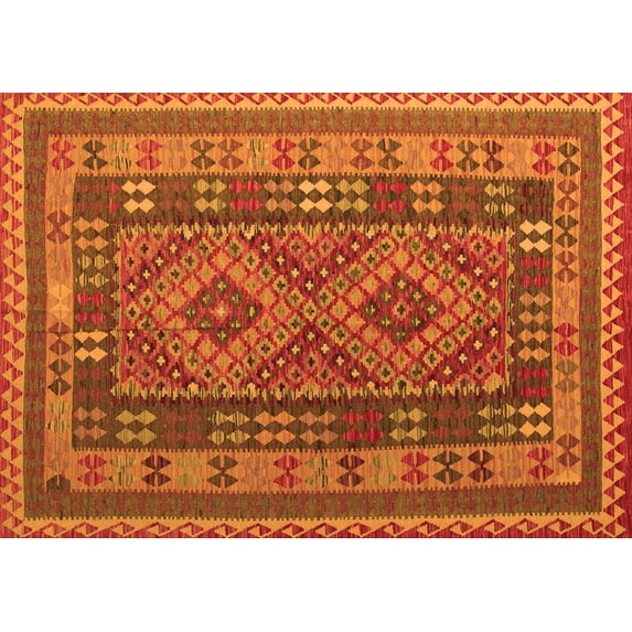 Ahgly Company Indoor Rectangle Oriental Orange Traditional Area Rugs, 5' x 7'