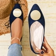 thumbnail image 3 of Gpaecead Women's Metal Disc Flats Pointed Toe Faux Suede Slip On Cushioned Insole Comfort Shoes For Weddings And Parties, A-Navy, 3 of 8