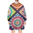 thumbnail image 2 of Wearable Oversized Blanket,Multicolor Ethnic Mandala Pattern Wearable Blanket Hoodie for Adults,Cozy Hooded Blankets with Super Pockets,Super Warm Fuzzy Pullover for Women & Men, 2 of 6