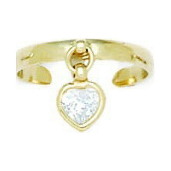 14k Yellow Gold Cubic Zirconia Adjustable Heart Drop Body Jewelry Toe Ring