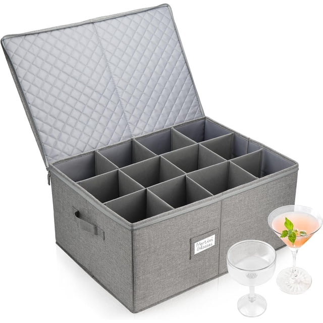 Cup and Mug Storage Container Hard Shell China Coffee Mug Storage Box for Moving with Dividers Handles Holds Tea Cups