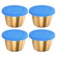 thumbnail image 1 of Unique Bargains 4pcs Petits Récipients à Condiment avec Couvercles, Tasse à Condiment en Acier Inoxydable Tasses à Sauce, Bleu, 1 of 6