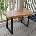 thumbnail image 3 of Greenage Cedar Roots Stool with Flat Iron Legs - 27.5" x 12.5" x 17.6" H, 3 of 9