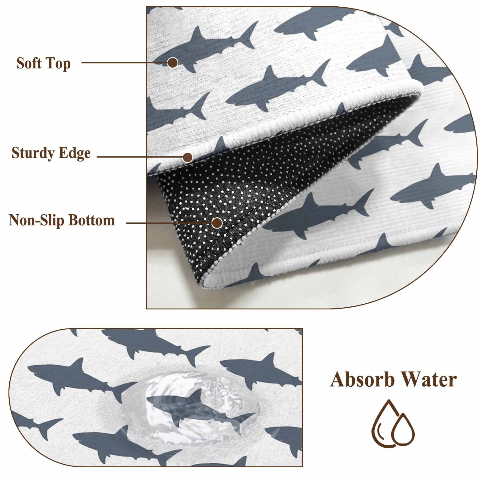 6x9 Area Rugs for Living Room, Blue Grey Sharks Non Slip Area Rugs for Kitchen Bedroom Entryway, Modern Coastal Ocean Animals Washable Carpet Runner Rug Floor Mats for Bedroom Home Decor