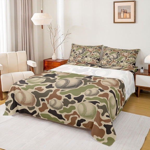 Castle Fairy Baseball Print Twin Sheet Sets for Boys Girls,Sport Gamer Bedding