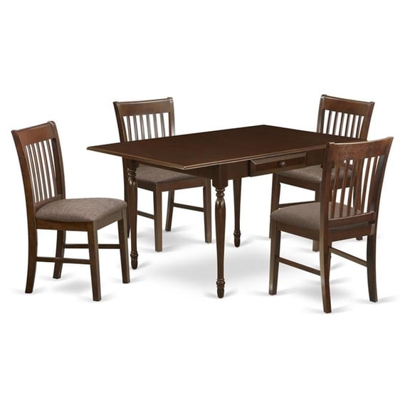 East West Furniture Monza 5-piece Traditional Wood Kitchen Set in Mahogany