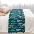 thumbnail image 2 of Fish Bed Runner for Twin Size Bed, Cartoon Colored Little Fish Blue Waves Soft Bedding Scarf Bedding Protector Slipcover Sofa Throw for Bedroom Hotel Guesthouse, 2 of 8