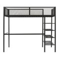 thumbnail image 3 of Twin Size Metal Loft Bed with 4-Tier Storage Shelves and Full-Length Guardrail, Loft Bed Frame for Kids Girls Boys, Saving Space, Black, 3 of 9