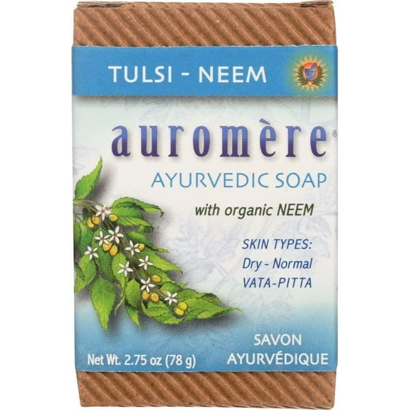 Auromere Ayurvedic Bar Soap Tulsi-Neem 2.75 Ounce, Pack of 2