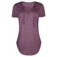 thumbnail image 2 of Nlife Women Lace-up Front Solid Color Short Sleeves Tunics Tops, 2 of 4