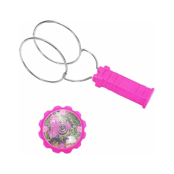NAOJIE Retro Light Up Spinner Toy Magic Gyro Wheel Classic Rail Twister Flashing Gyro Wheel Vintage Fidget Magnetic Gravity Defying Stunt Toy,Wave and Circular Rail(Pink)