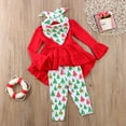 thumbnail image 2 of Douhoow Christmas Toddler Girl Clothes Ruffles Irregular Tops Long Pants Scarf 3PCS Clothing Set, 2 of 6