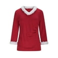 thumbnail image 4 of Christmas Fuzzy Fleece Pullover Tops, V Neck Long Sleeve Sweater Tops, Fall Trendy Blouses, 4 of 7