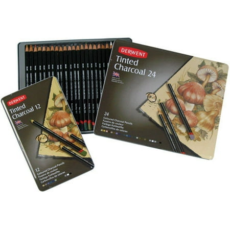 Pencil Charcoal Drawings - Derwent - Tinted Charcoal Pencil Set - 24-Pencil Tin Set