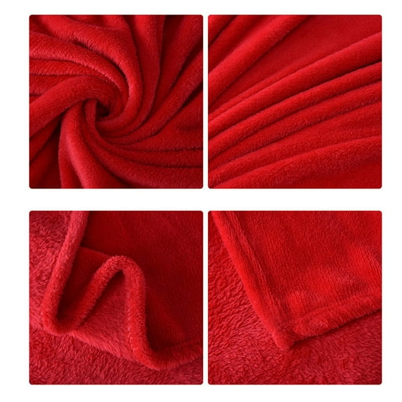 GOOHOCHY  Cozy Throw Blanket Heavy Fleece Red for Couch Sleep Plush Winter Warm