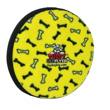 UPC: 0180181020025 | Tuffy Ultimate Flyer Yellow Bone  Durable Squeaky Dog Toy