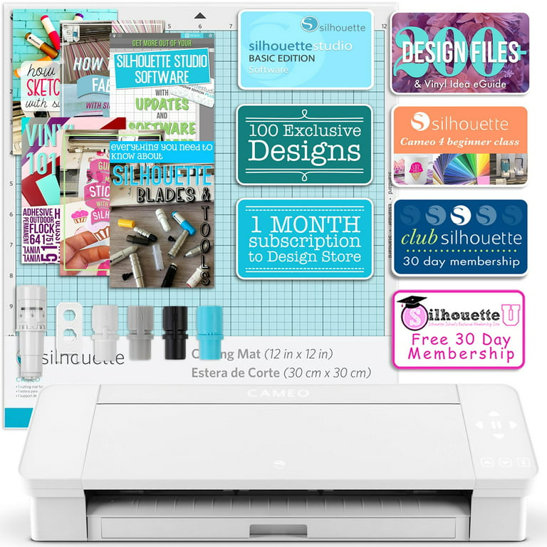 Silhouette White Cameo 4 Deluxe Siser Easyweed Heat Transfer (HTV) Bundle 