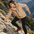 thumbnail image 6 of Tsivenald Women's Solid Color Hooded Long Sleeved Windproof Outdoor Sports Hiking Zipper Jacket With Pockets, Khaki S-3XL, 6 of 7