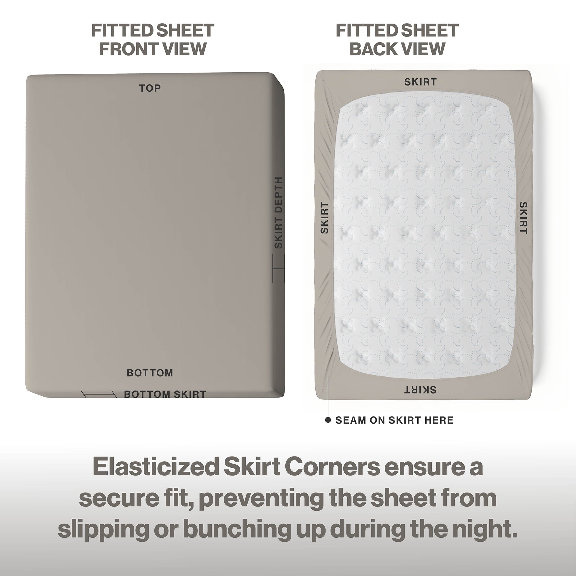Superity Linen Full XL Fitted Sheet Made from Cotton. Moisture Wicking Cotton Bed Sheet for Breathable, Dry, and Comfortable Night's Sleep. 200 Thread Count. (Stone)