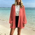 thumbnail image 4 of Karymi Shirts for Women Sheer Chiffon Cardigan, Oversized Lantern Long Sleeve Lightweight Beach Bikini Cover Up Open Front Top Summer Tops for Women 2026, 4 of 6