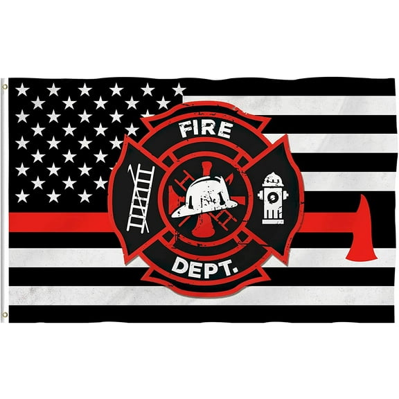 Thin Red Line Firefighter Flag Polyester 3x5 FT Indoor Outdoor Banner