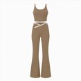 thumbnail image 5 of KPOPLK 2 Piece Workout Sets for Women High Waist Yoga Flare Legging with Color Block Sport Tank Tops for Athletic Gym Outfits Khaki M, 5 of 8