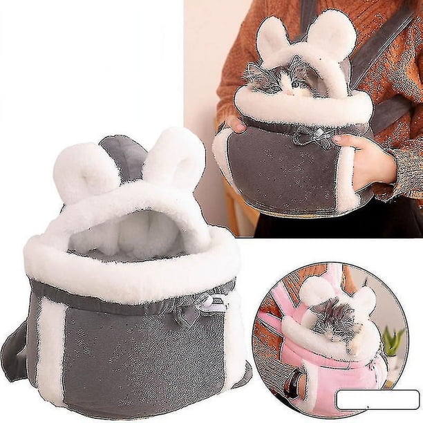Bolsa de transporte cálida para mascotas, mochila para perros y gatos pequeños, jaula para mascotas de peluche, para caminar al aire libre, viaje, gatito, bolsa colgante para el pecho